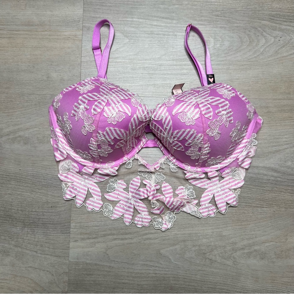 NWT Victoria's Secret Luxe Lined Demi Floral Embroidered Bra size 34D - Picture 4 of 8
